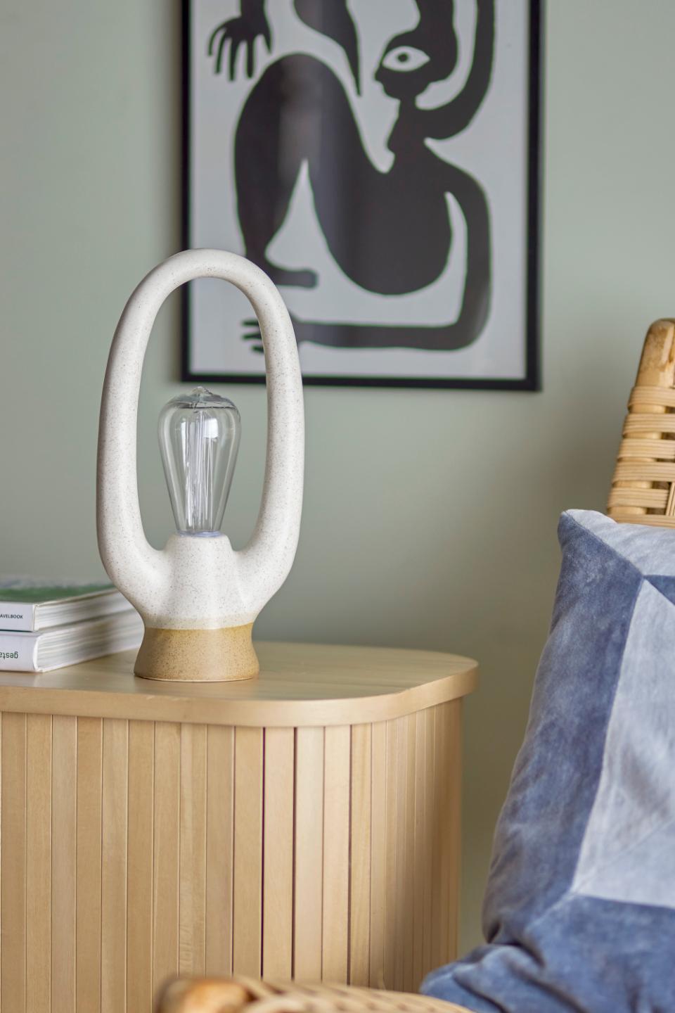 Latifa Portable Lampe, Batterie, Blanc, Grès