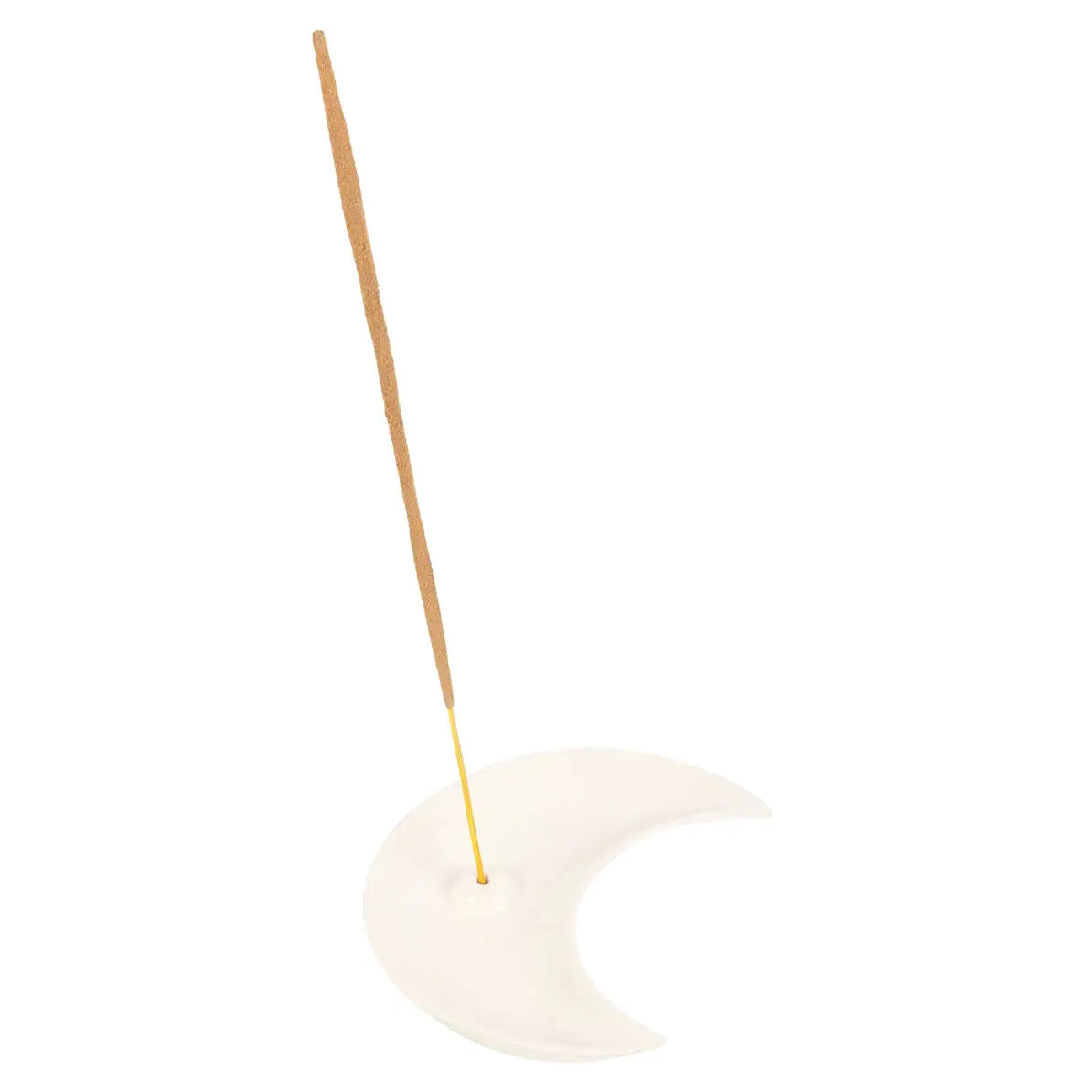 Porte-encens en céramique en forme de croissant de lune blanc