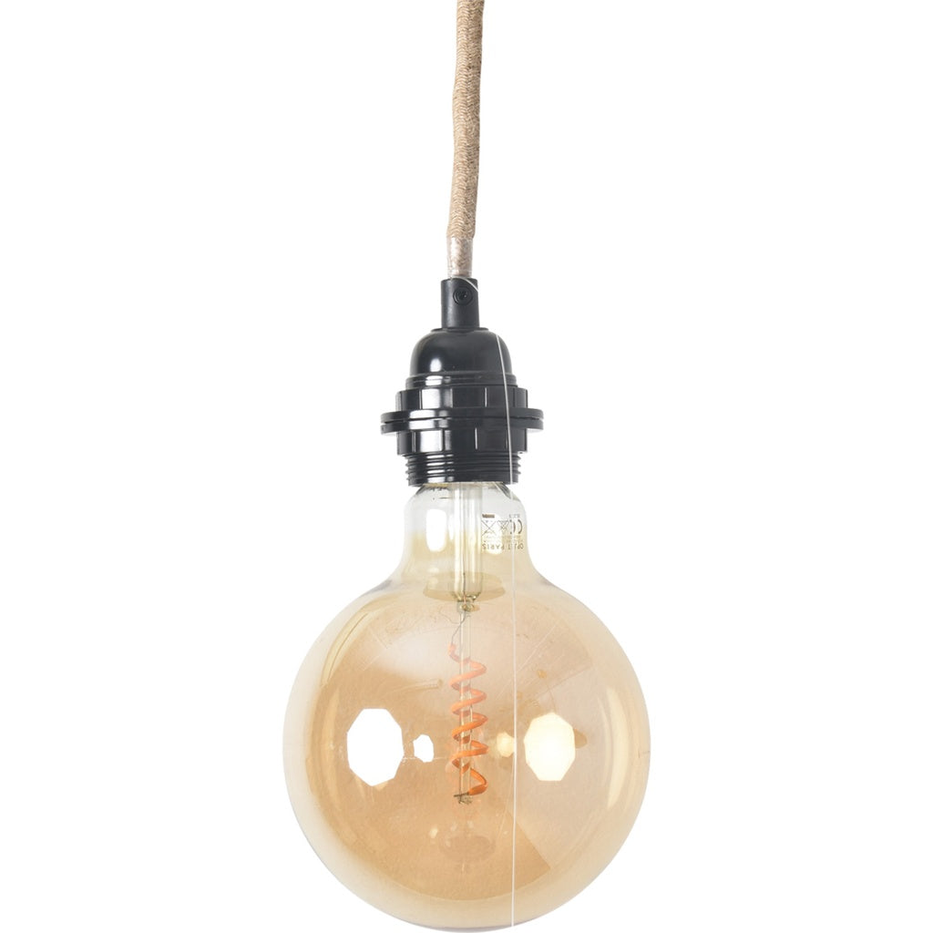 Suspension Douille noire 110cm câble naturelle rosace