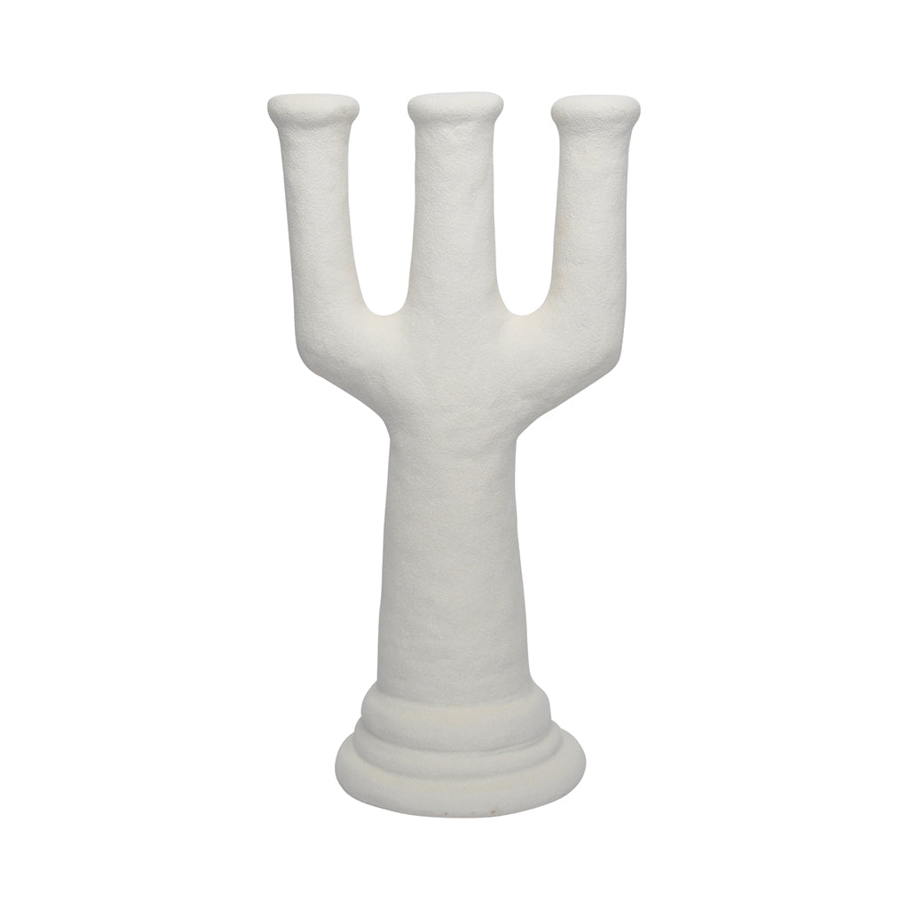 Bougeoir chandelier 3B Pottery blanc texturé L18,4 P14,3 H38,5cm
