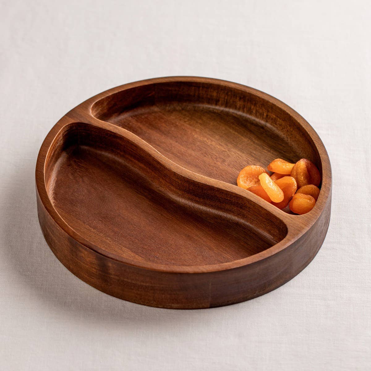 MOOKA | plateau en bois d'acacia à deux compartiments | 26 cm