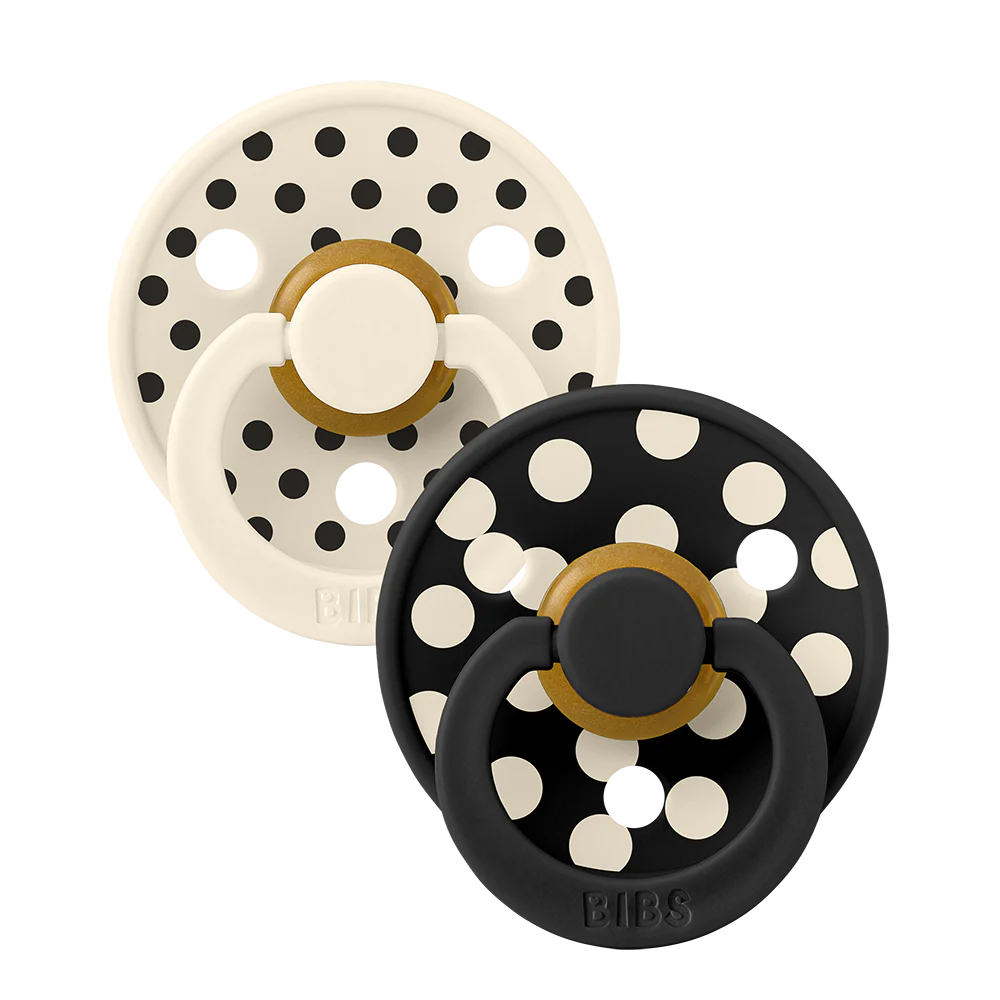 Tétines Colour STUDIO Lot de 2 Polka - Ivory/Black Taille 2 Forme Ronde