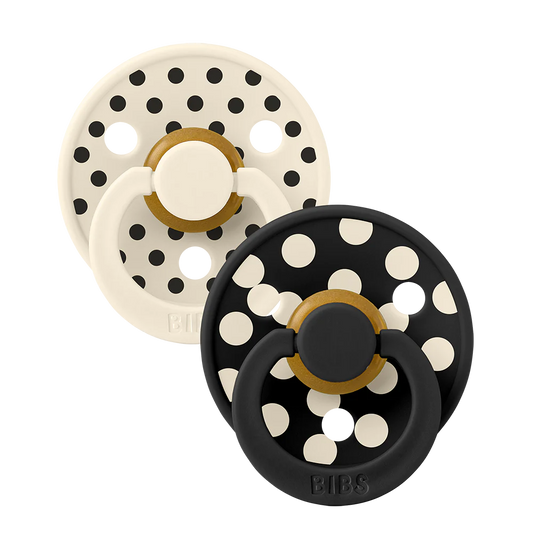 Tétines Colour STUDIO Lot de 2 Polka - Ivory/Black Taille 2 Forme Ronde