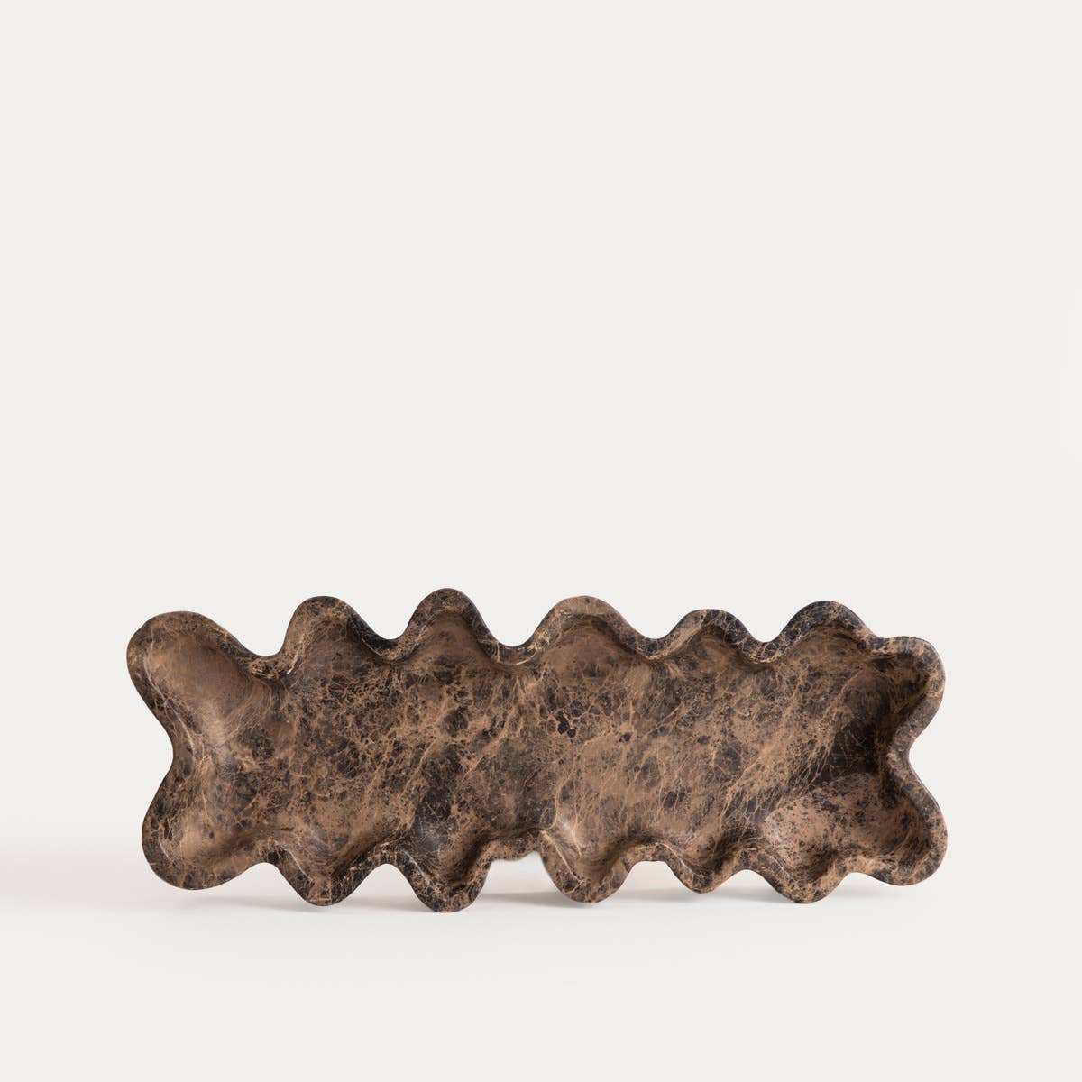 Plateau décoratif | ELYSIAN | à bord ondulé, marron
