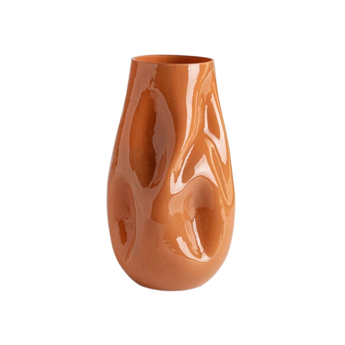 Vase | EVARA | verre cannelé couleur miel | 16x27 cm