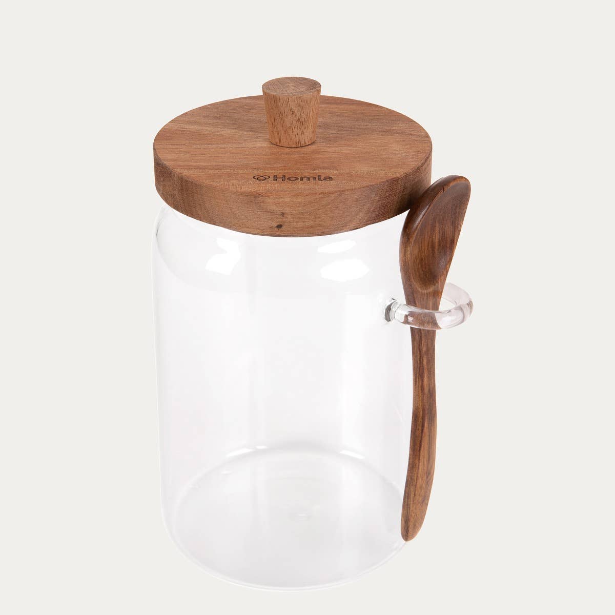 Carlos | récipient en verre avec cuillère en acacia | 0,9 l