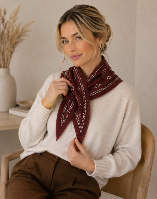 Triangle epais bandana Bordeaux