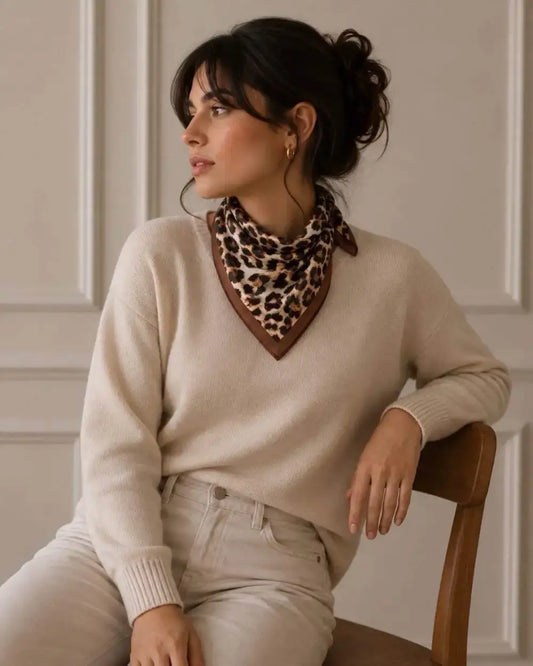 Foulard effet coton motif leopard