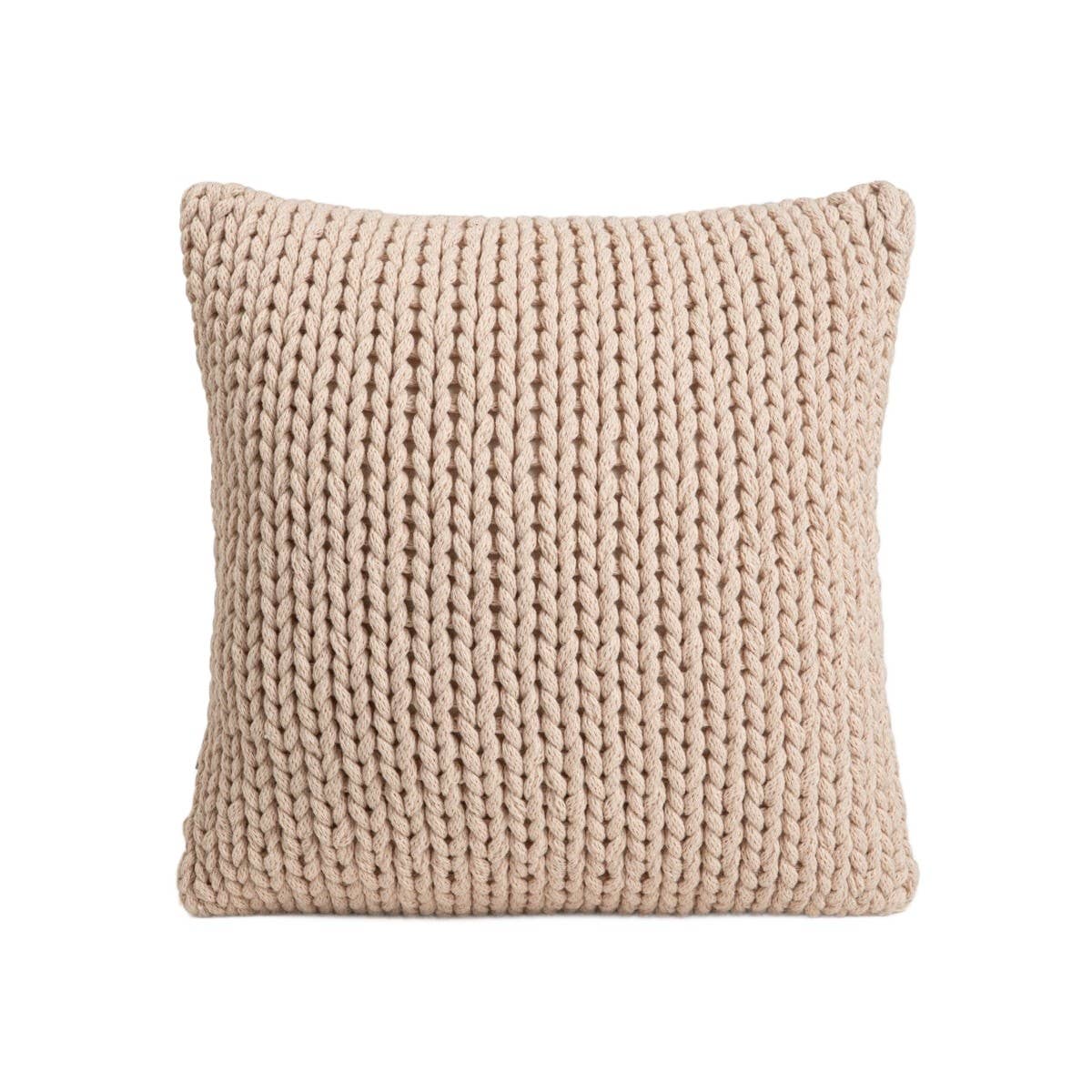 Coussin | RAYNE | avec un motif tricoté tissé à la main en écru