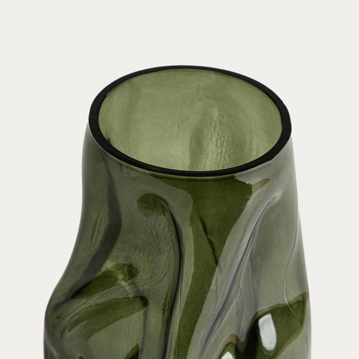 Vase | EVARA | verre vert cannelé | 16x27 cm