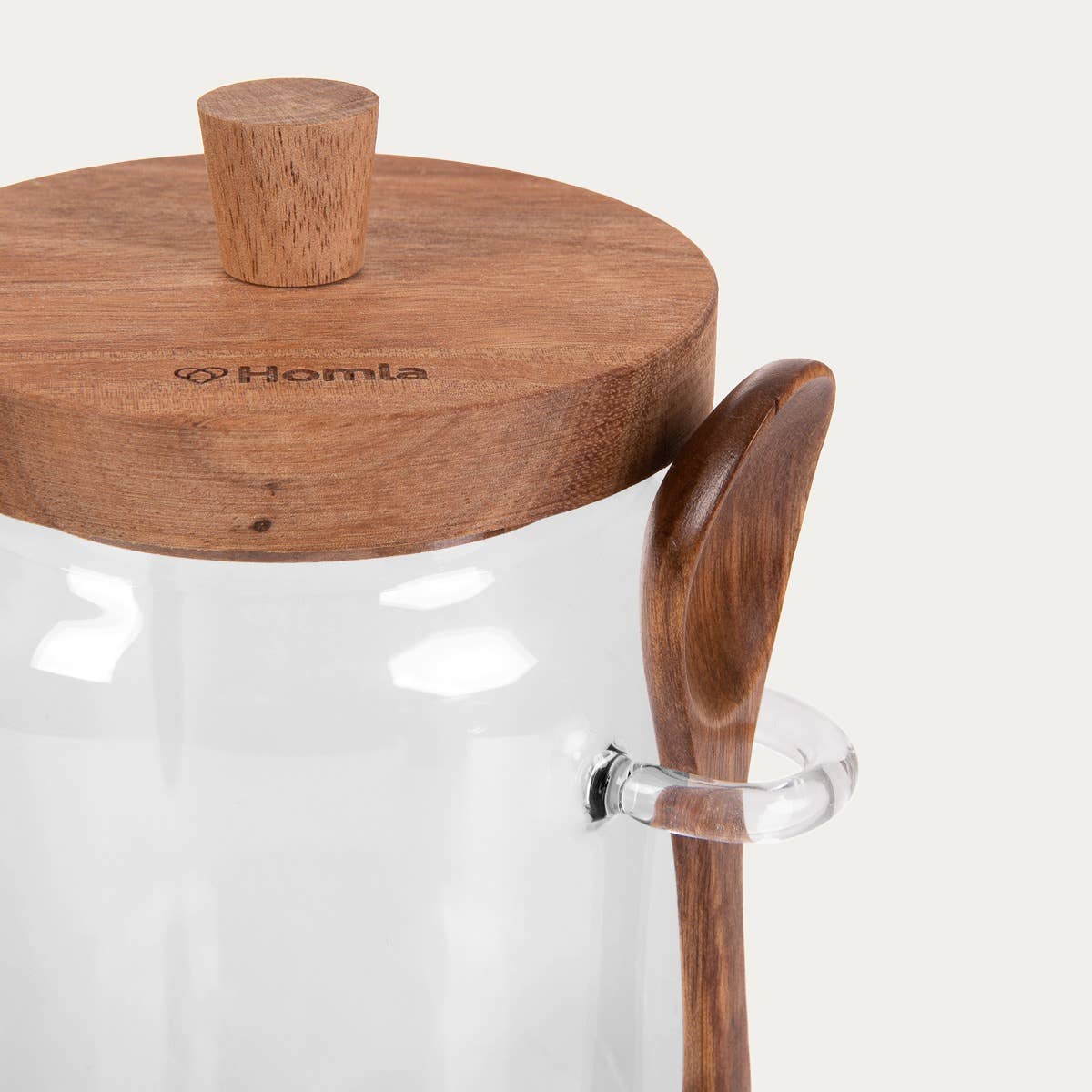 Carlos | récipient en verre avec cuillère en acacia | 0,9 l
