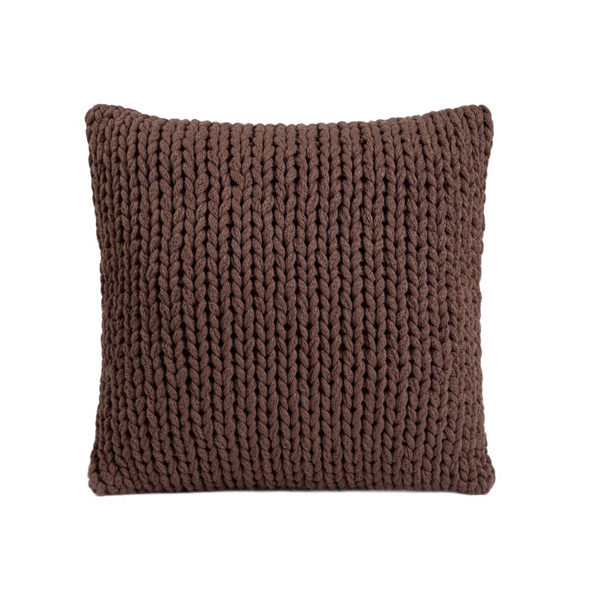 Coussin | RAYNE | avec un motif tricoté tissé à la main, marron