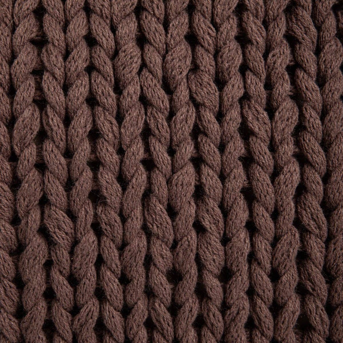 Coussin | RAYNE | avec un motif tricoté tissé à la main, marron