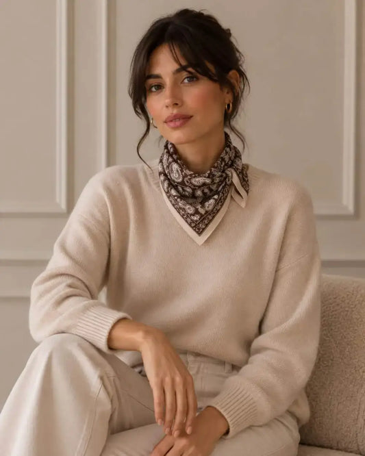 Foulard effet coton motif cachemire