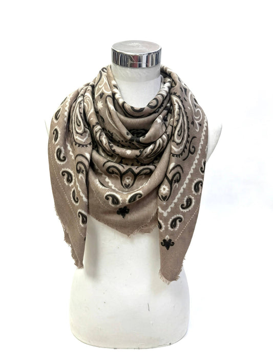 Grand Carré Lainé Bandana Taupe clair