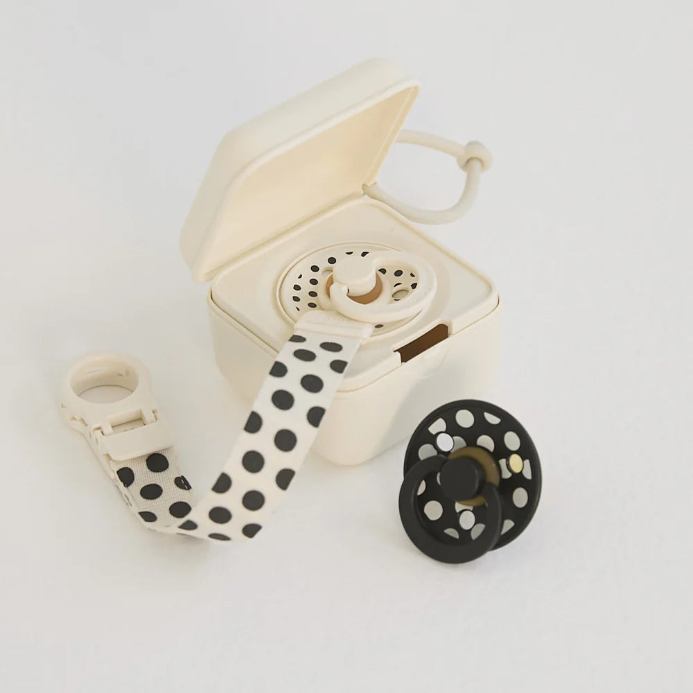 Boîte à tétine STUDIO Polka - Ivory/Black