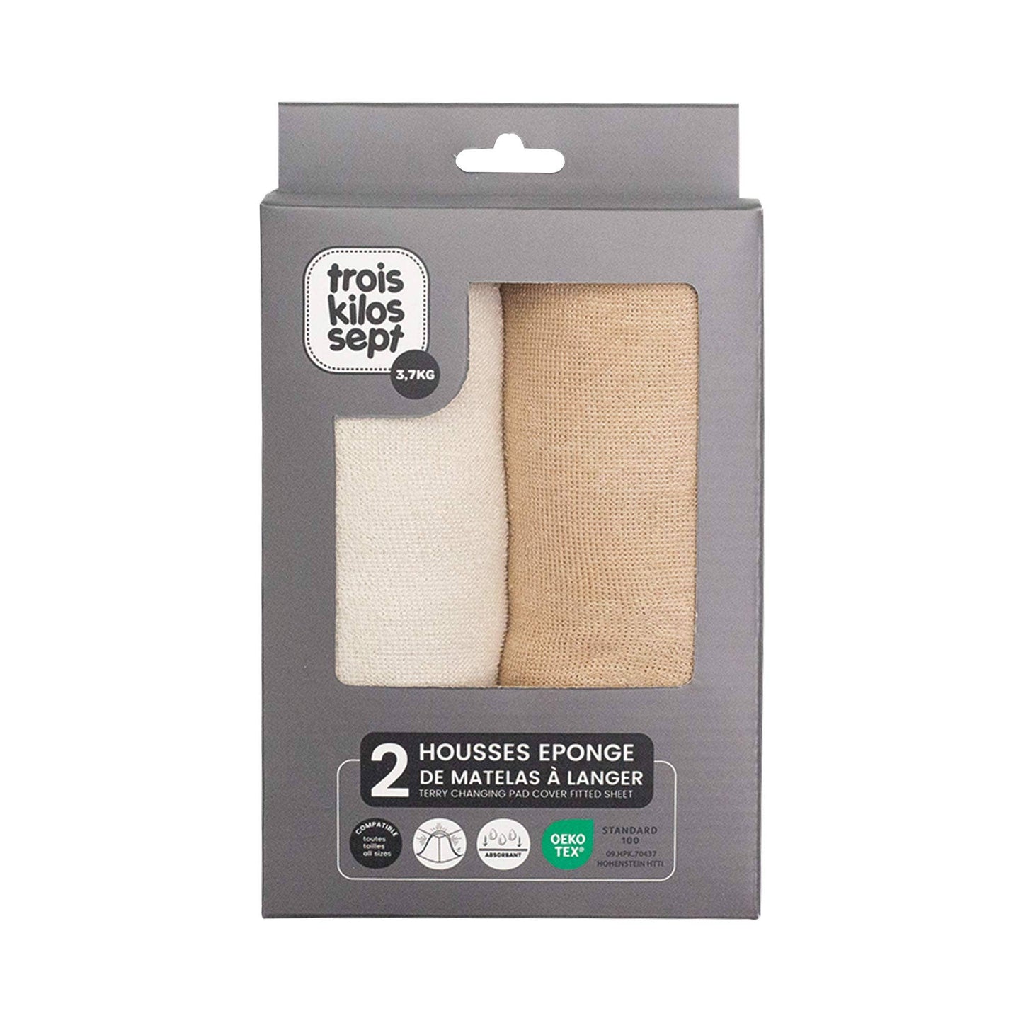 Housse de matelas à langer sable - Lot de 2