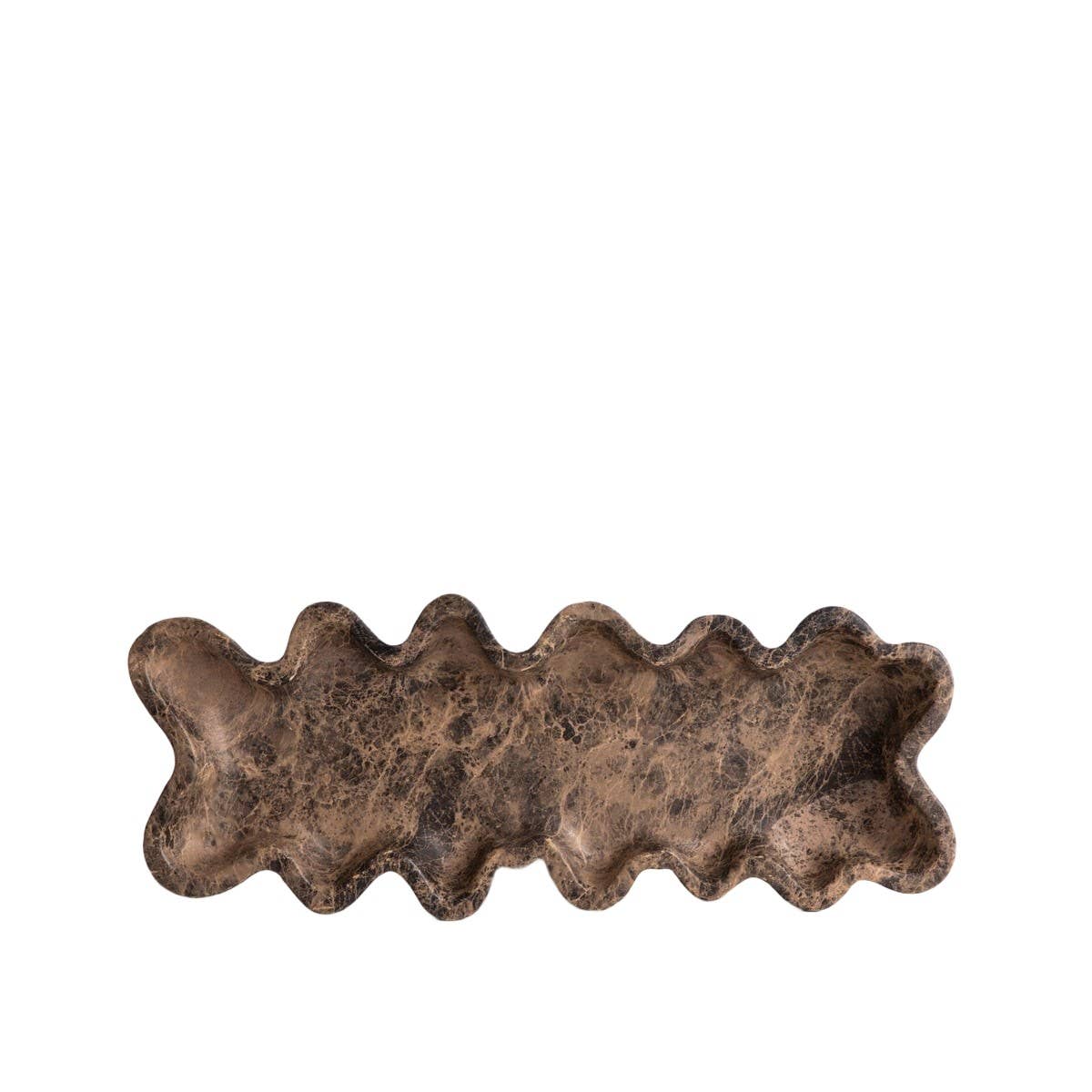 Plateau décoratif | ELYSIAN | à bord ondulé, marron