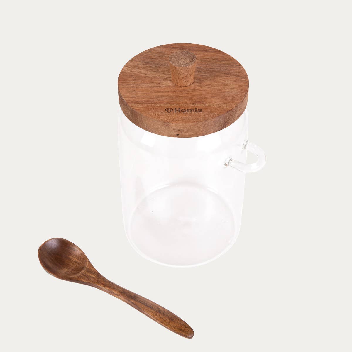 Carlos | récipient en verre avec cuillère en acacia | 0,9 l