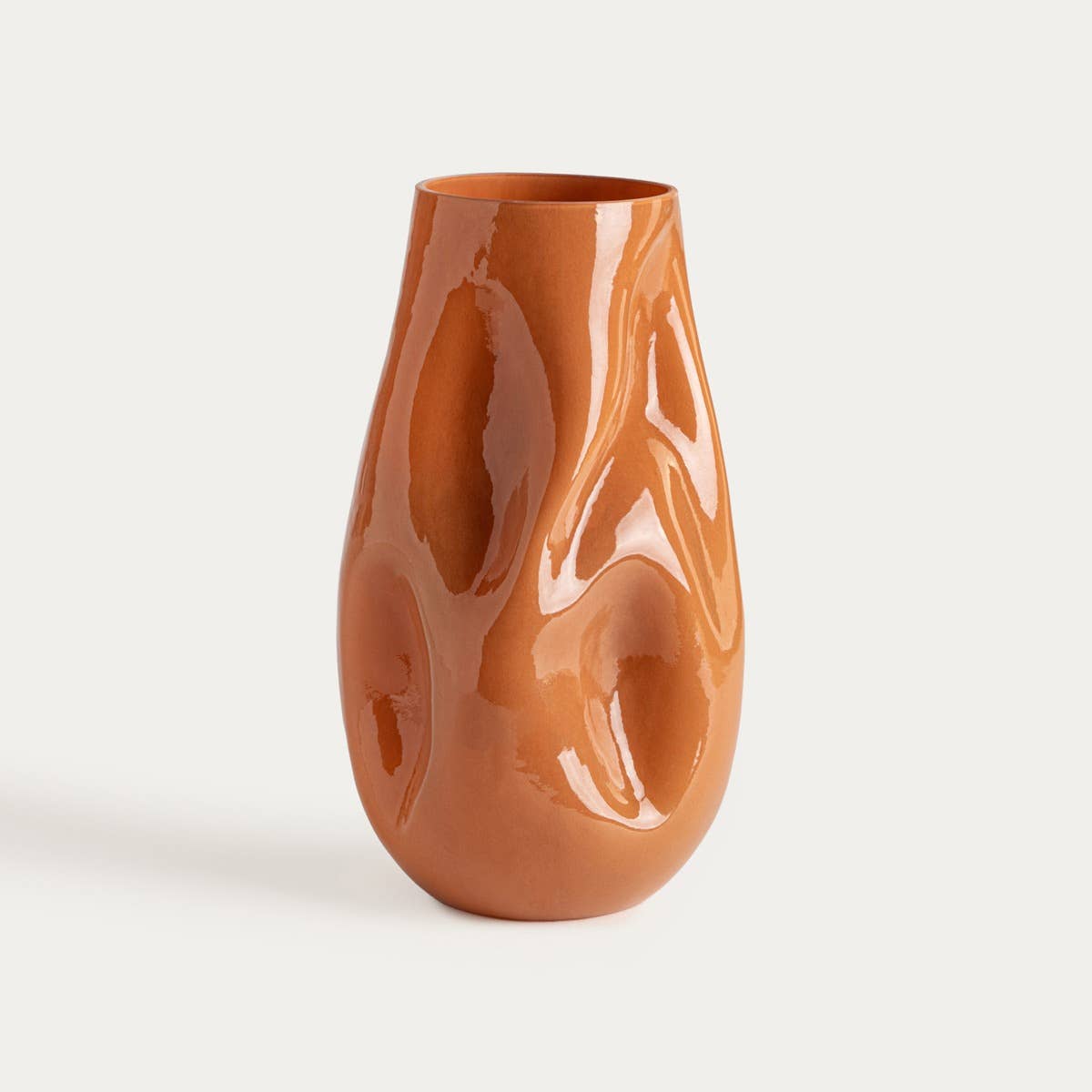Vase | EVARA | verre cannelé couleur miel | 16x27 cm
