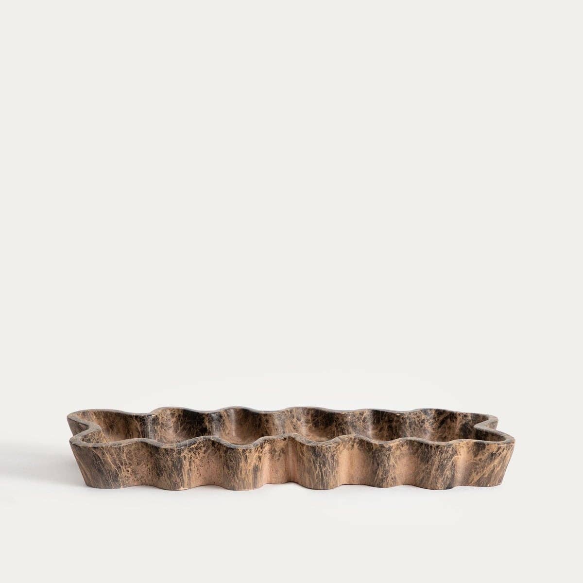 Plateau décoratif | ELYSIAN | à bord ondulé, marron