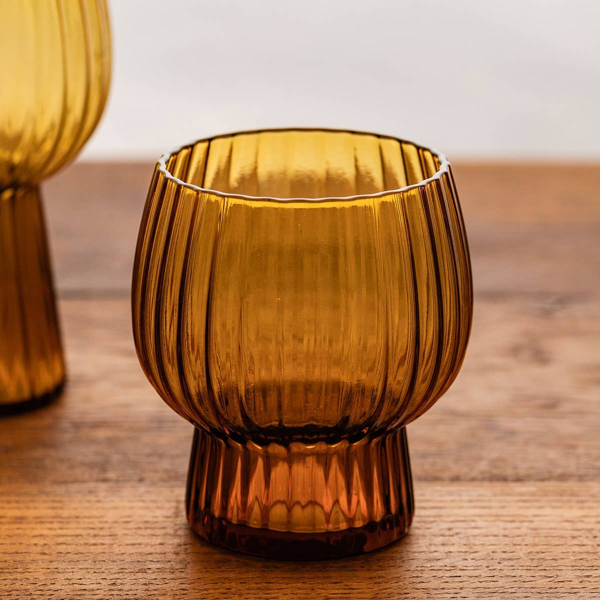 Verre | AZERA | bas, cannelé ambre | 0,4 l