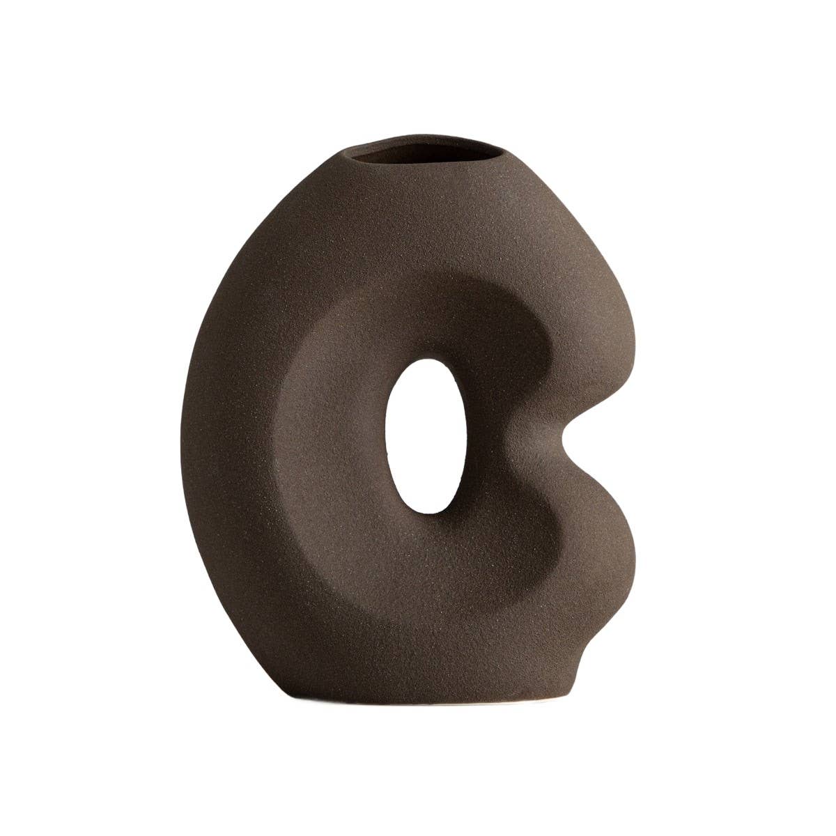 Vase | BELLARO | céramique marron avec un trou