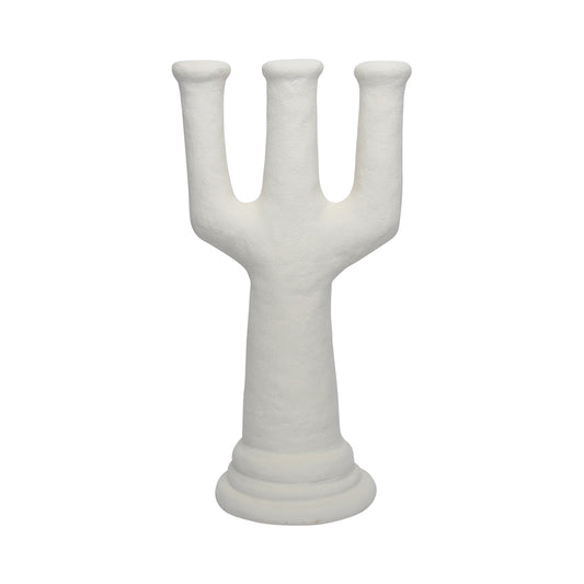 Bougeoir chandelier 3B Pottery blanc texturé L18,4 P14,3 H38,5cm