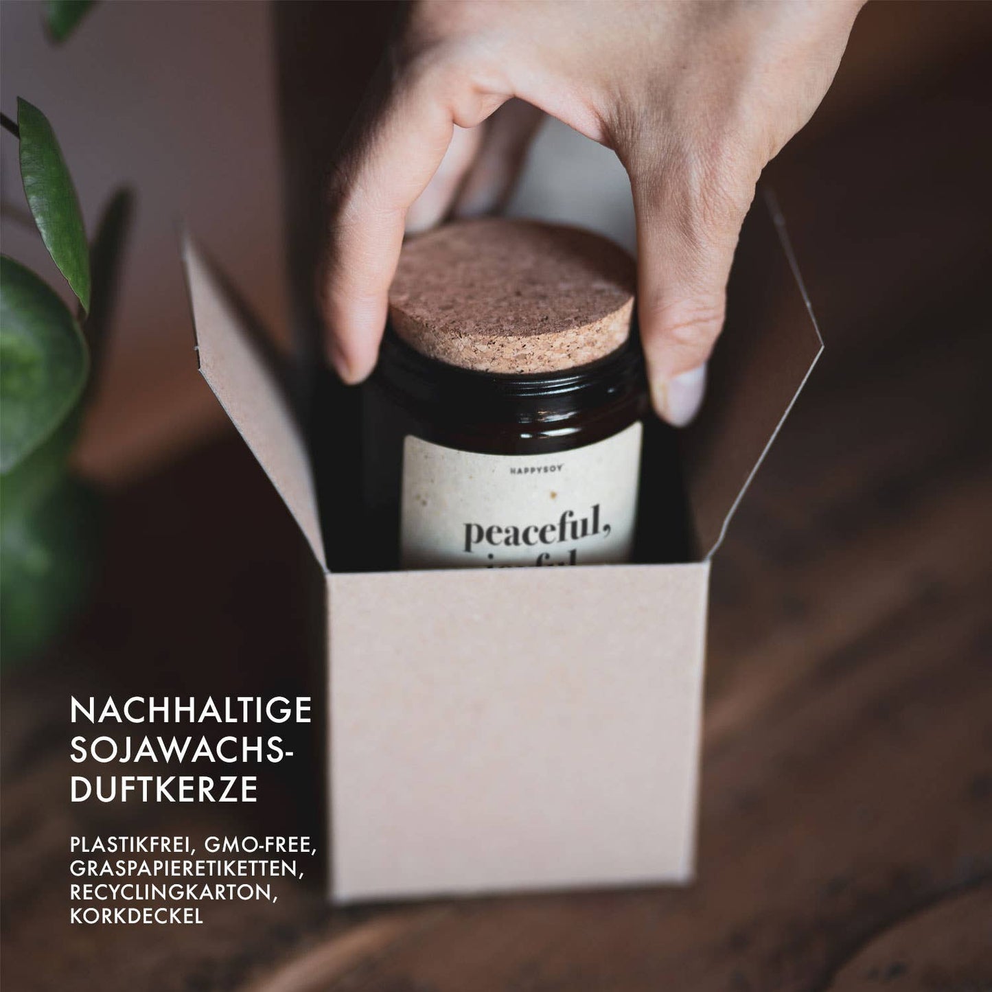 Bougie parfumée | paisible, joyeuse, reconnaissante