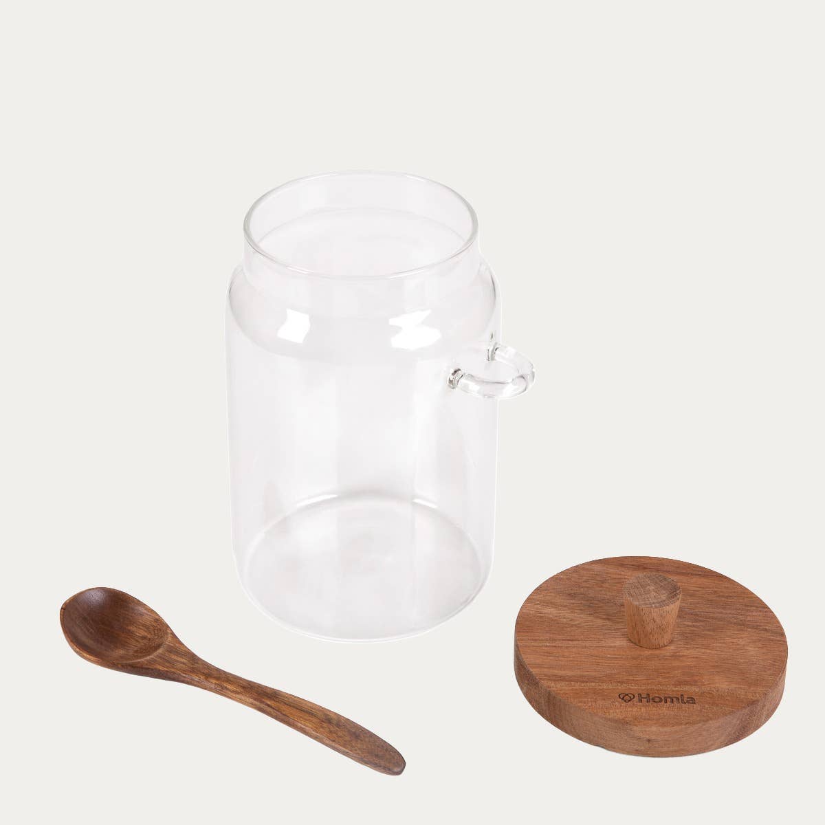 Carlos | récipient en verre avec cuillère en acacia | 0,9 l
