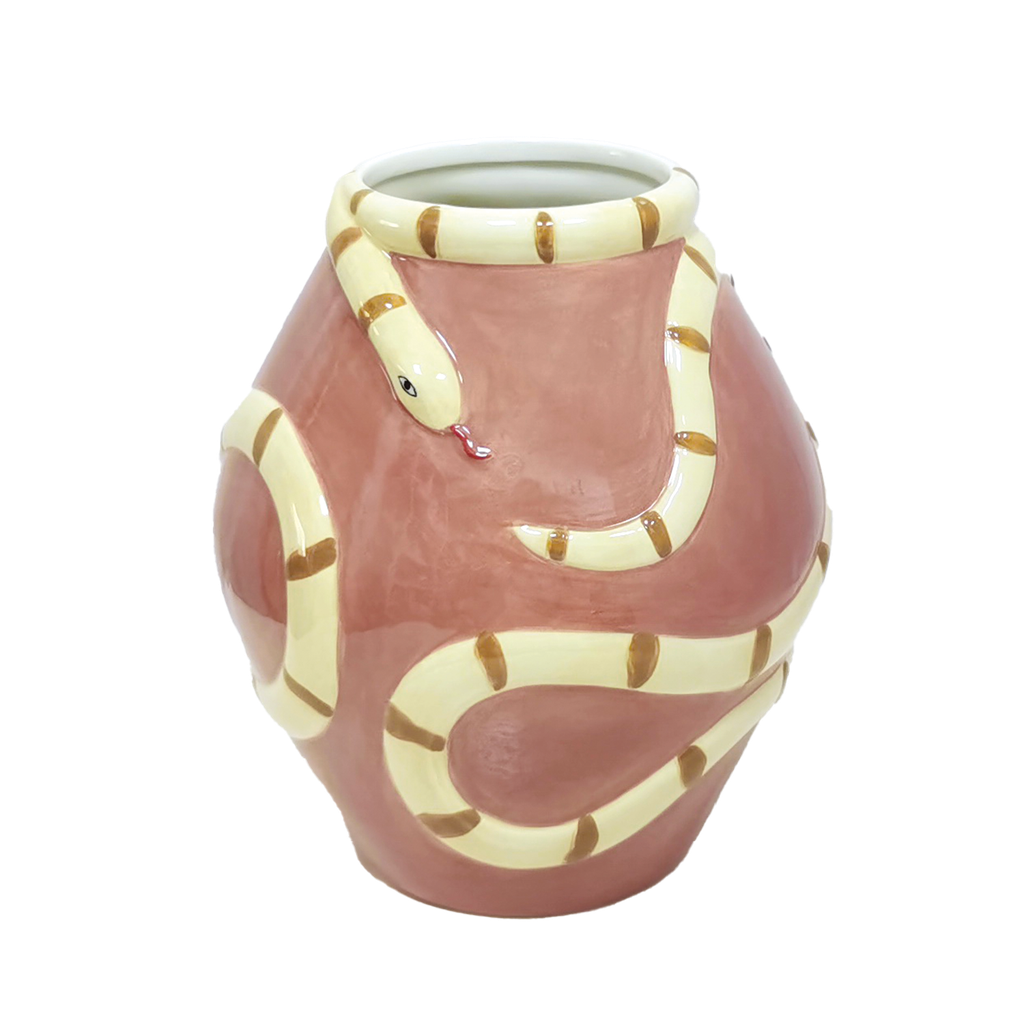Vase serpent rose D18,3 H21cm
