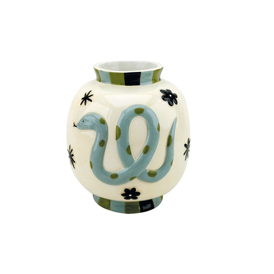 Vase serpent bleu D14 H15,8cm