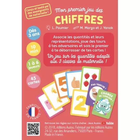 JEU DE CARTES : Mon premier jeu des chiffres.